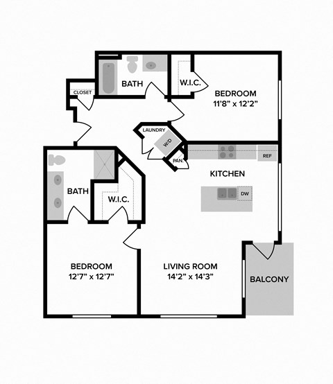 2 bed 2 bath Bristol Floor Plan at The Ridge, Ohio